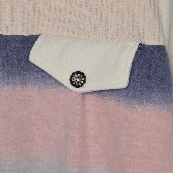 Ces Femme Womens Pastel Striped Colorblock Soft Fleece Pullover Sweater Large - Picture 5 of 7